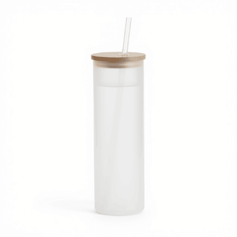 Vaso de Vidrio Pitillo Tapa Bambú 330ml sublimable